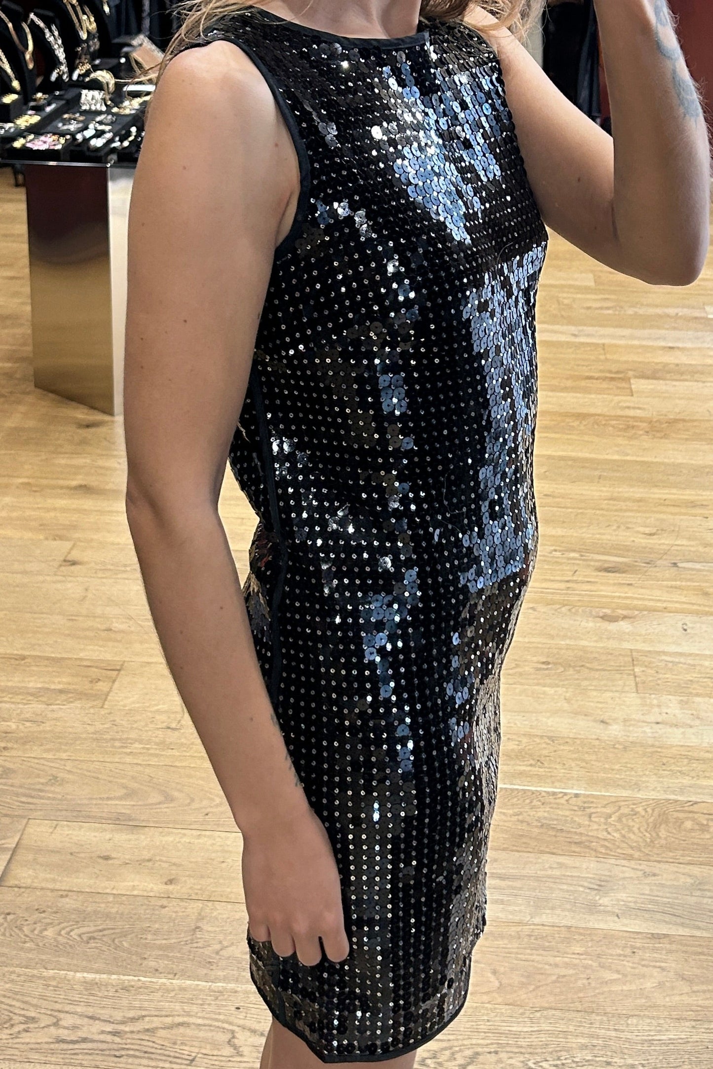 Vintage Paola Frani Black Sequin Dress