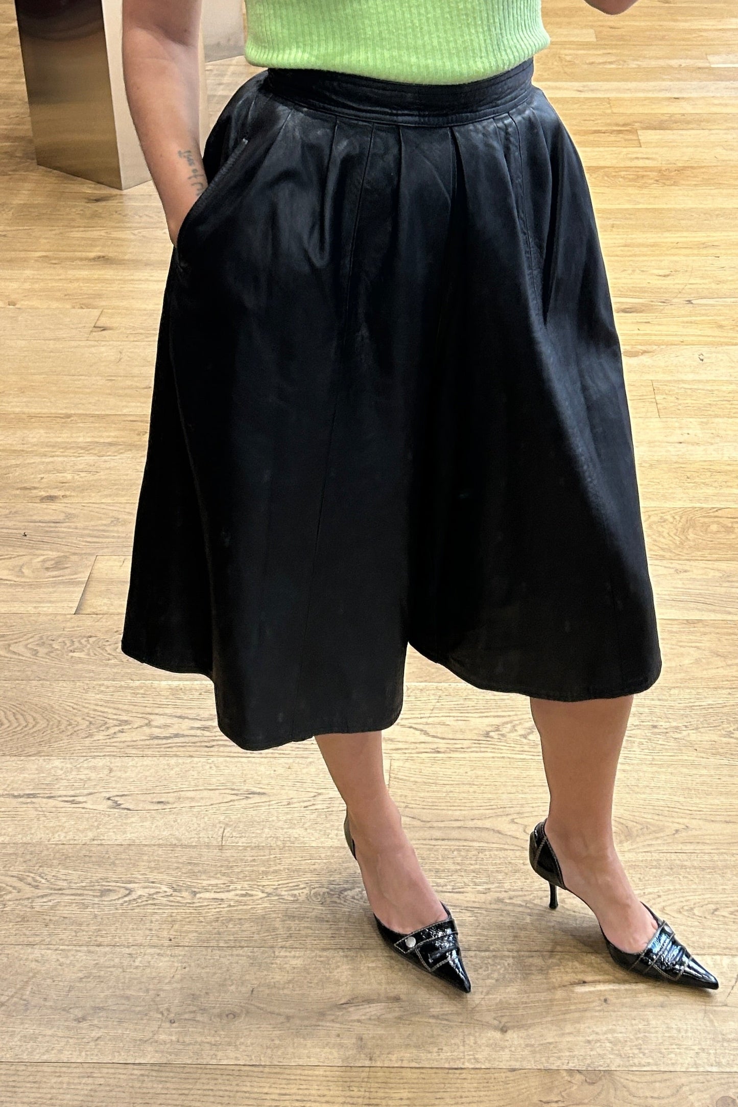 Vintage 80s Black Leather Bermuda Shorts