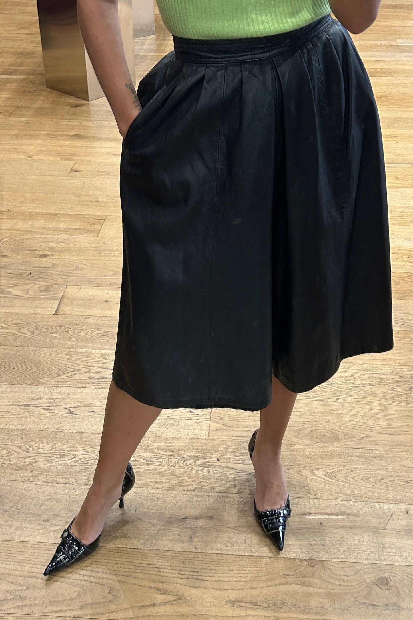 Vintage 80s Black Leather Bermuda Shorts