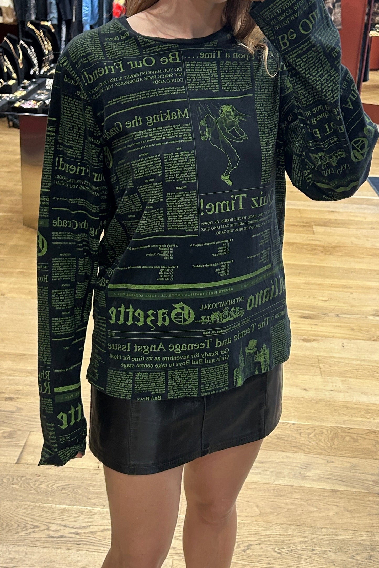 John Galliano Newspaper Print Top