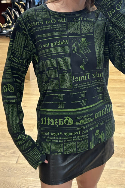 John Galliano Newspaper Print Top