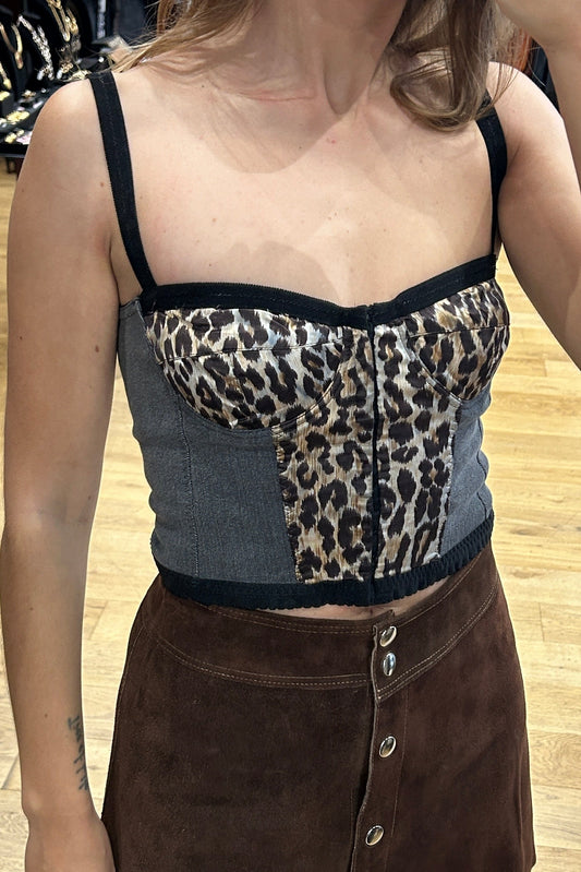 Vintage D&G Leopard Print Corset Top