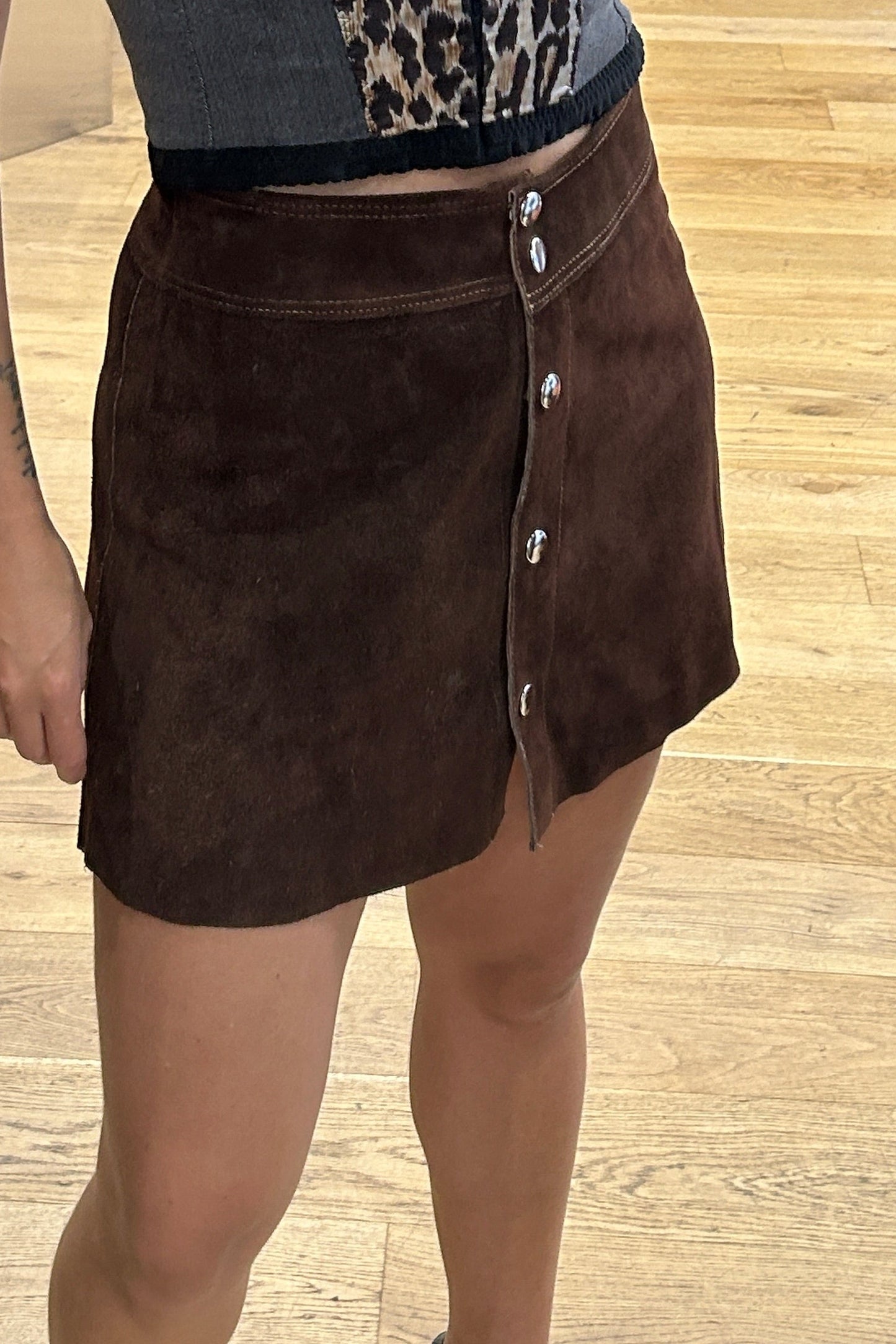 Vintage 1970s Brown Suede Skirt
