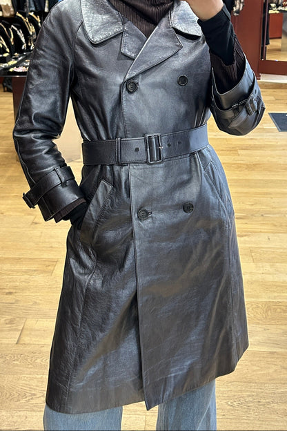 Silver-Grey Belted Trench Coat – Prada