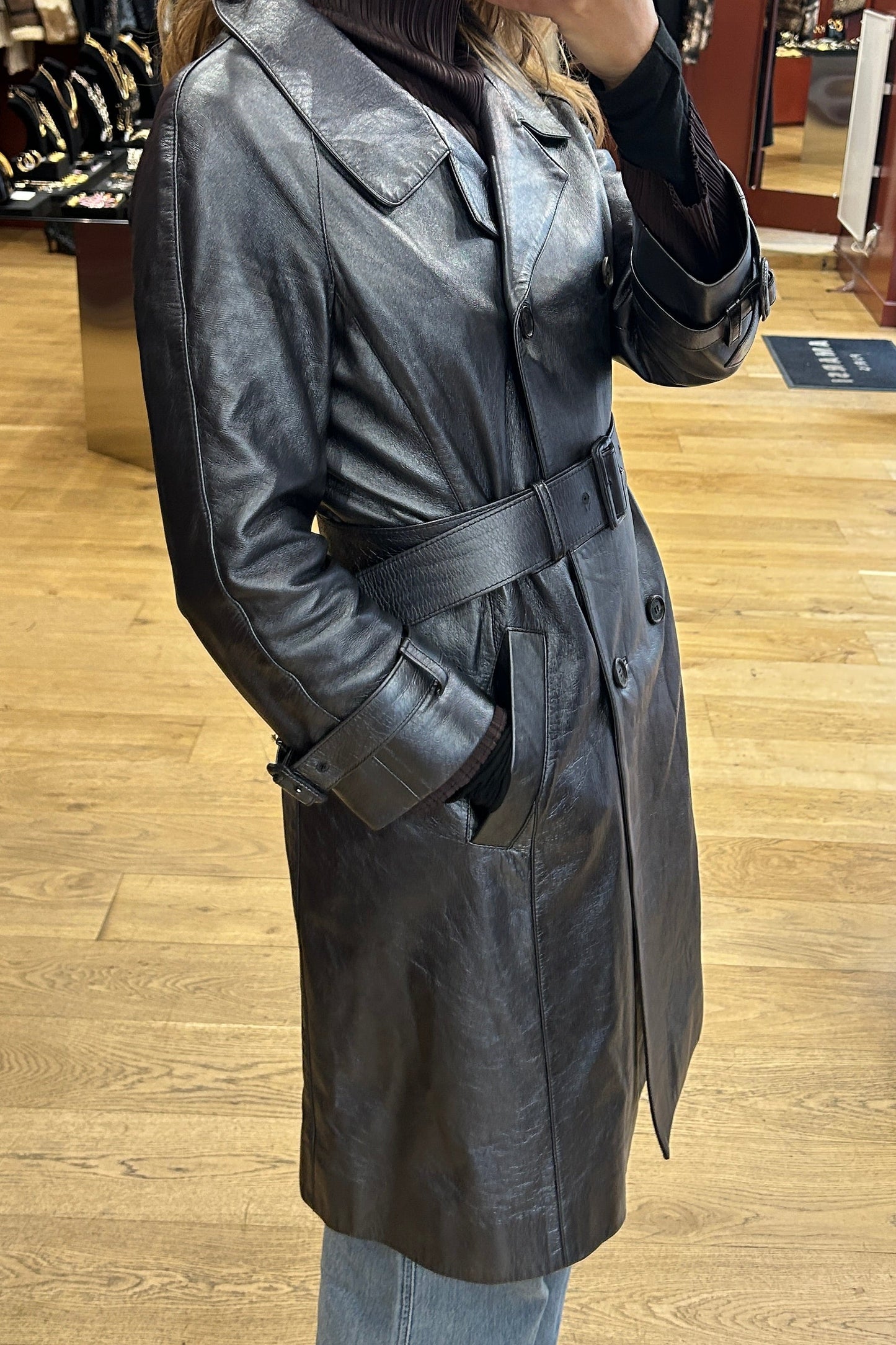 Silver-Grey Belted Trench Coat – Prada