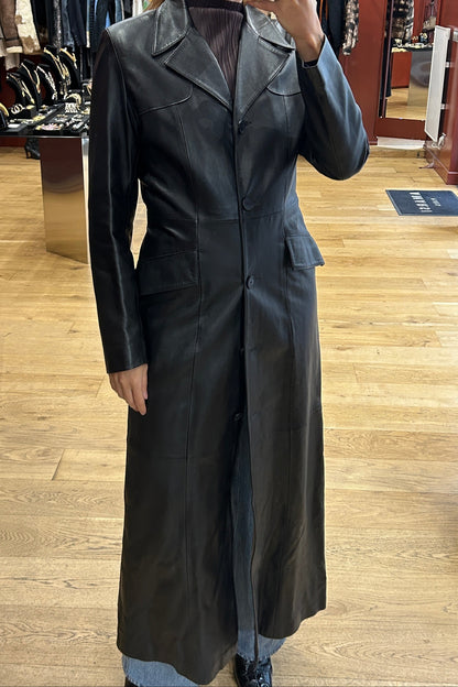 Black Long Leather Coat – Redskins