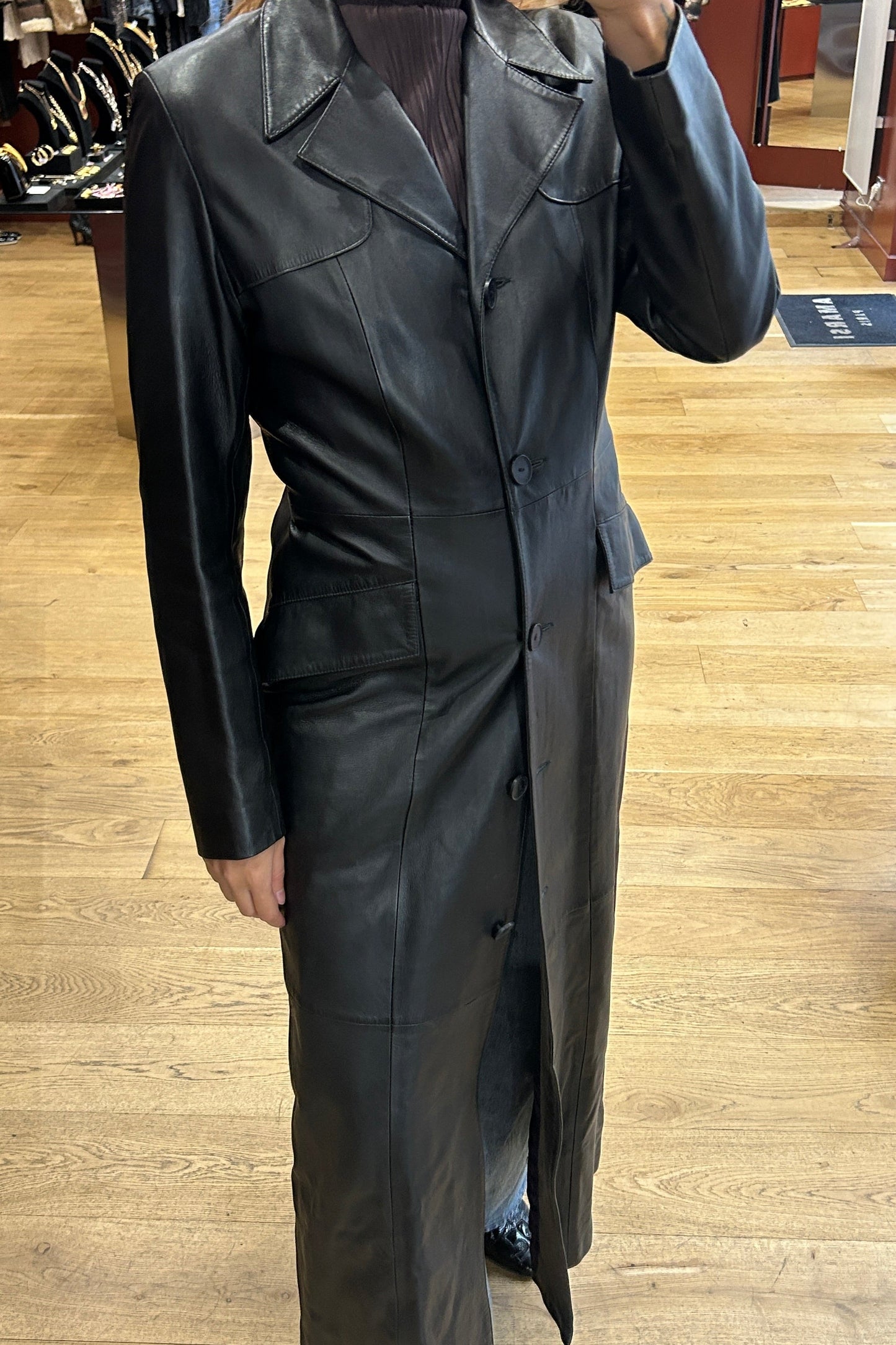 Black Long Leather Coat – Redskins