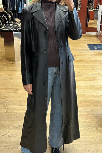 Black Long Leather Coat – Redskins