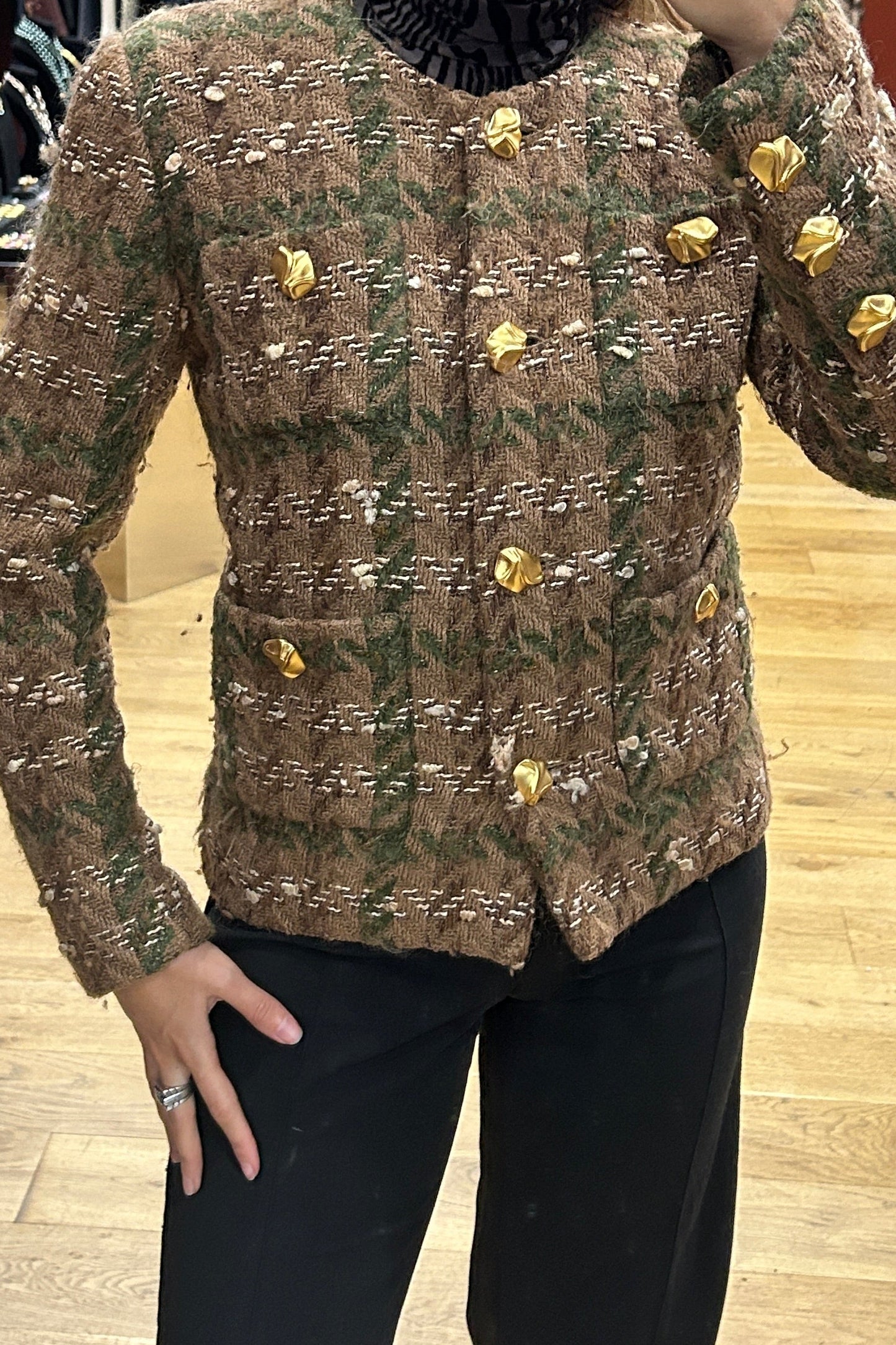 Vintage Balenciaga Brown and Green Tweed Jacket