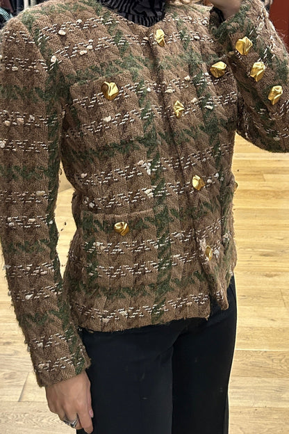 Vintage Balenciaga Brown and Green Tweed Jacket