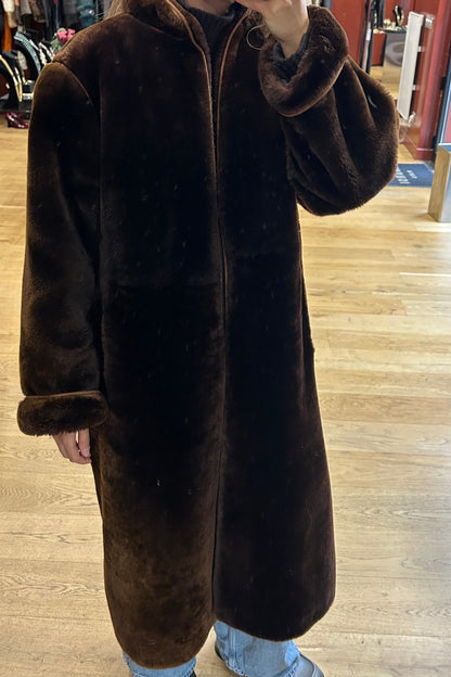 Vintage 80s Brown Shearling Sheepskin Coat
