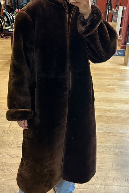 Vintage 80s Brown Shearling Sheepskin Coat