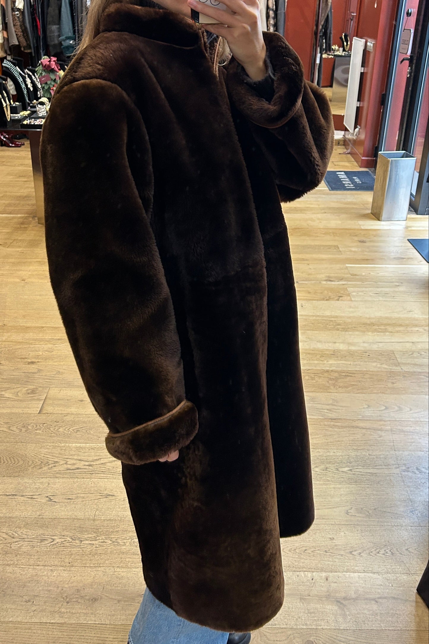Vintage 80s Brown Shearling Sheepskin Coat