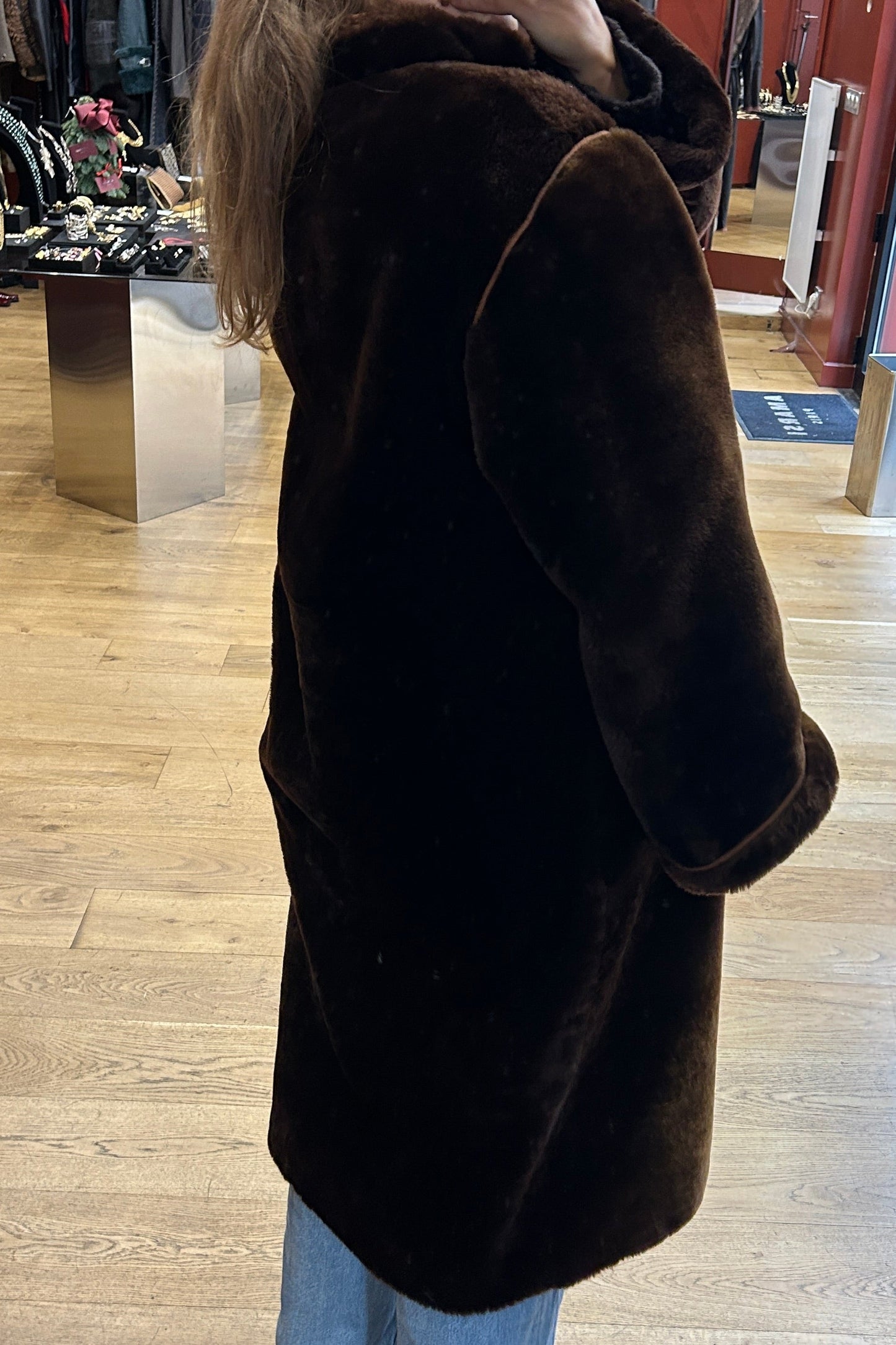 Vintage 80s Brown Shearling Sheepskin Coat