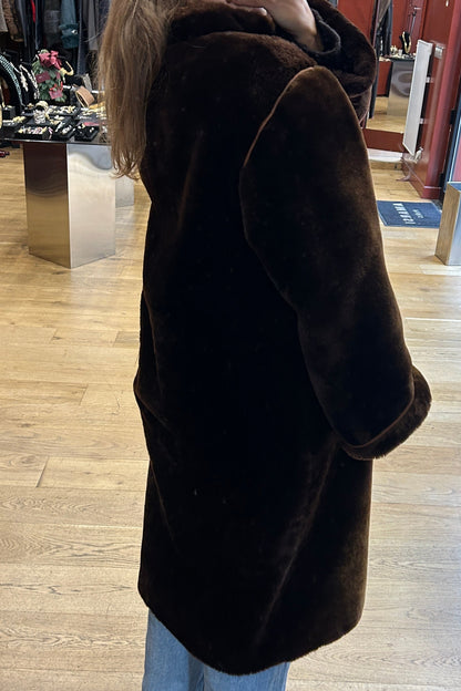 Vintage 80s Brown Shearling Sheepskin Coat