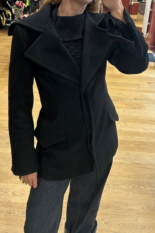 Vintage Gucci Wool Coat with Leather Panels – Frida Giannini Collection 2005