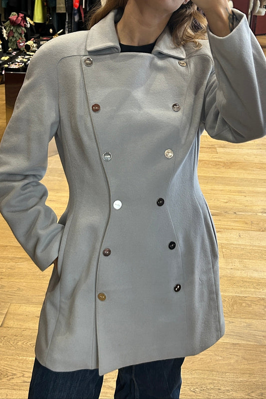 Vintage Thierry Mugler Wool & Cashmere Coat – Blue/Grey