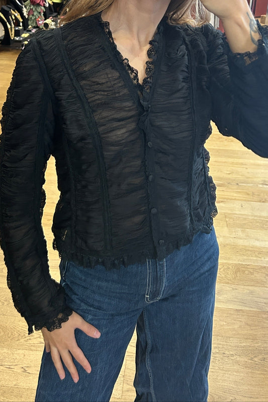 Vintage Renato Nucci Black Lace Sheer Blouse