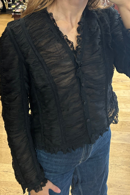 Vintage Renato Nucci Black Lace Sheer Blouse
