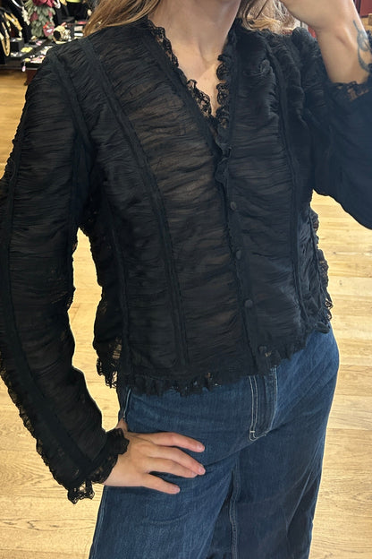 Vintage Renato Nucci Black Lace Sheer Blouse