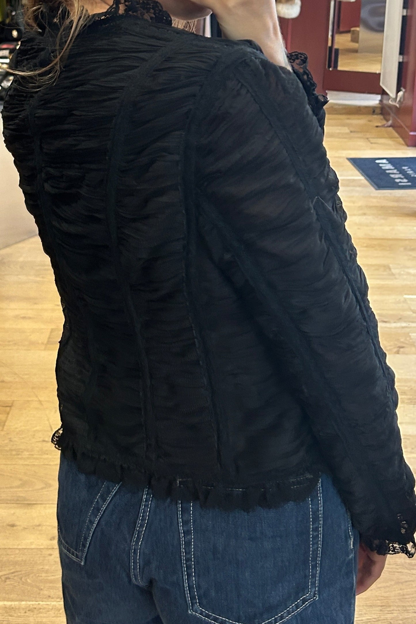 Vintage Renato Nucci Black Lace Sheer Blouse