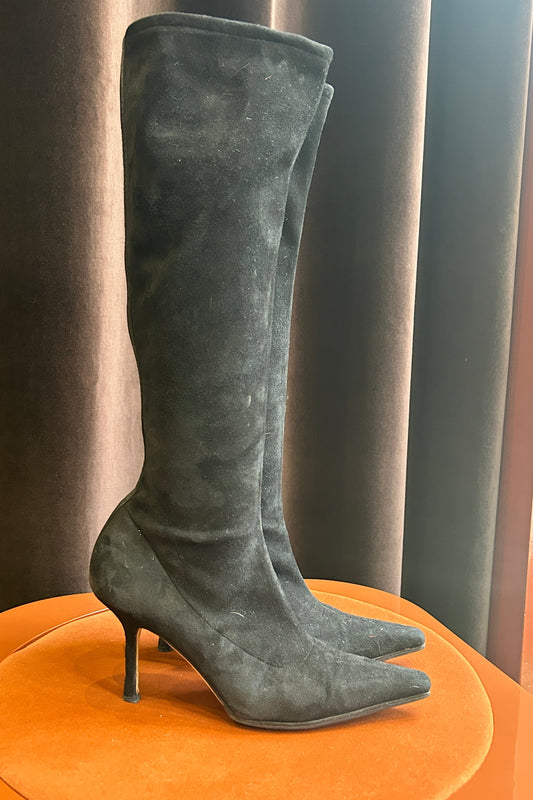 Vintage Jimmy Choo High Black Velvet Boots – Size EU 39 / US 8.5