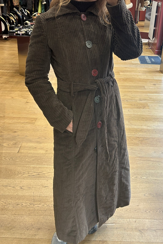 Vintage D&G Corduroy Long Coat in Khaki