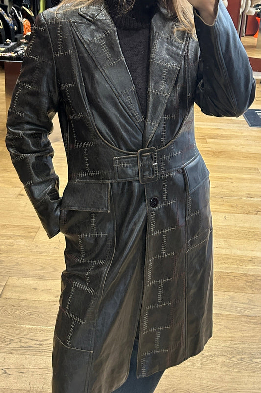 Vintage Helena Sorel Brown Faux Leather Trench Coat