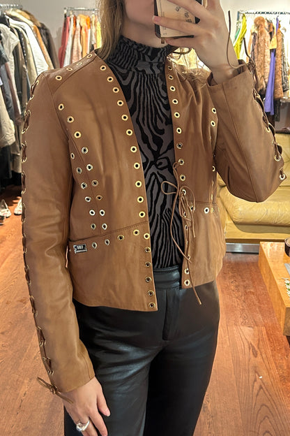 Vintage Light Brown Leather Jacket by Roberta Biagi