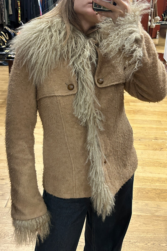 Gaetanonavarra Beige Wool Lamb Fur Jacket