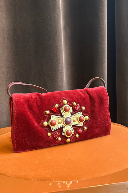 Yves Saint Laurent Burgundy Velvet Bag