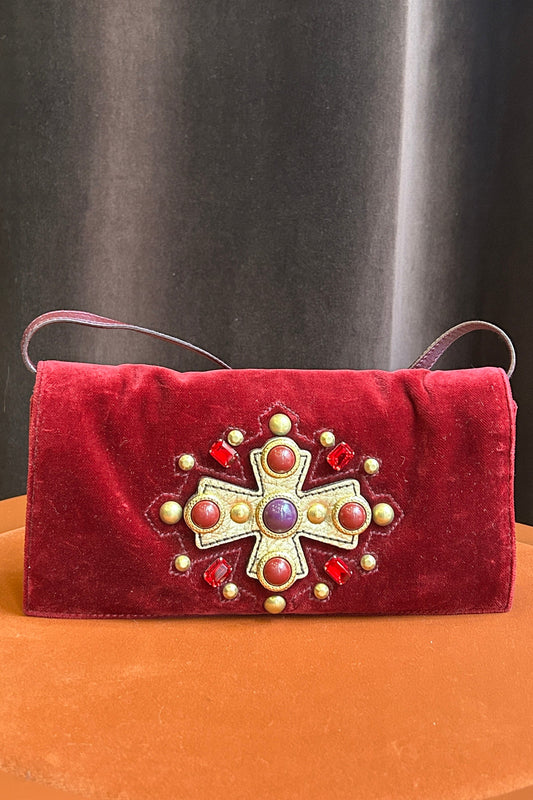 Yves Saint Laurent Burgundy Velvet Bag