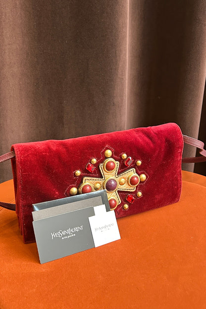 Yves Saint Laurent Burgundy Velvet Bag