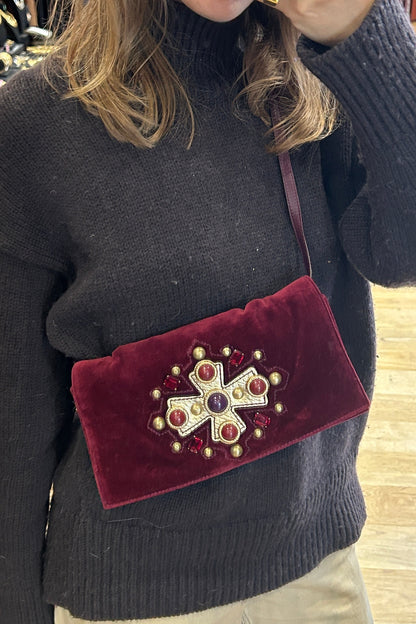 Yves Saint Laurent Burgundy Velvet Bag