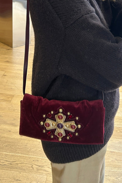Yves Saint Laurent Burgundy Velvet Bag