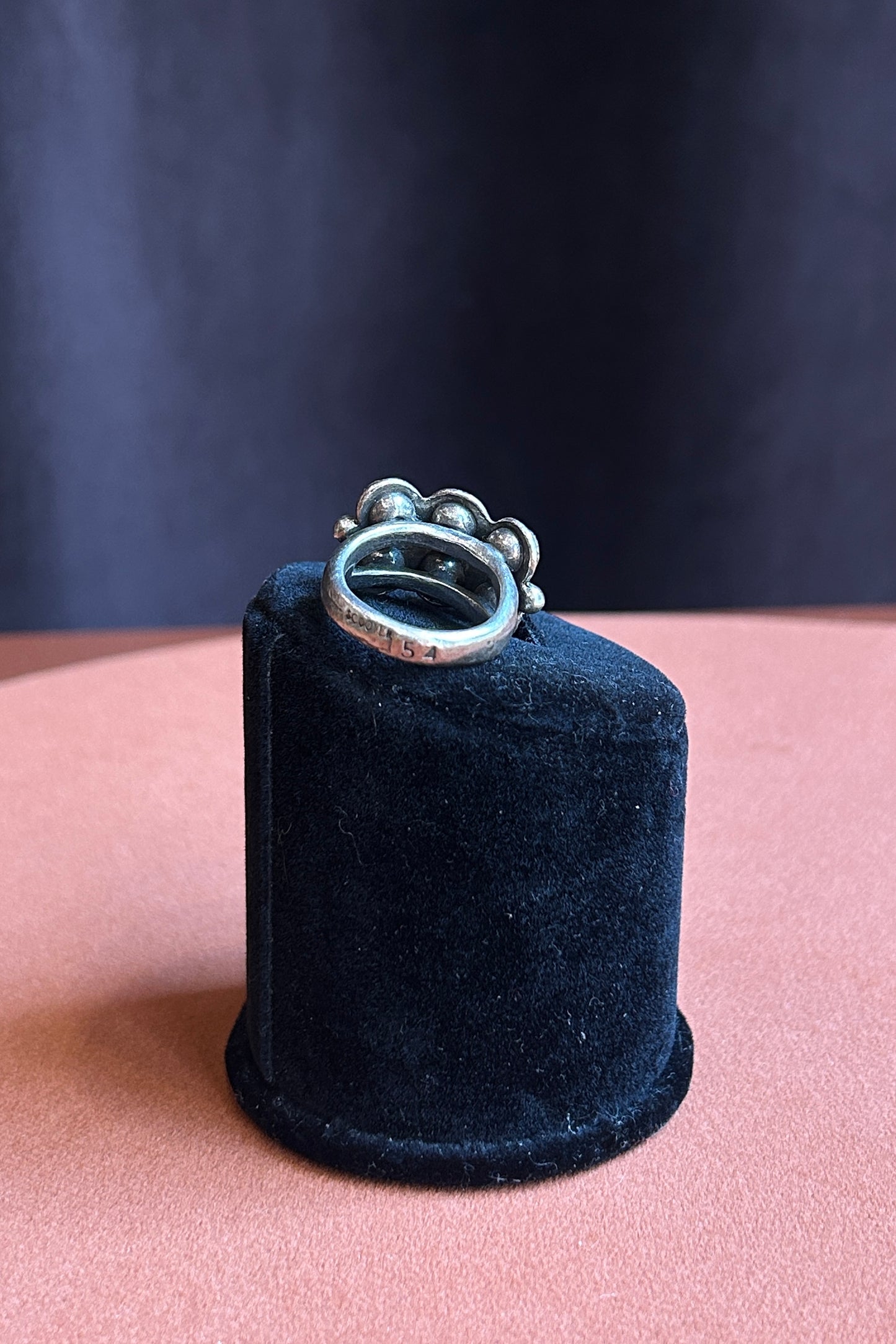 Vintage 1990s – Scooter Paris Ring – Silver-Tone Metal with Pink Stones