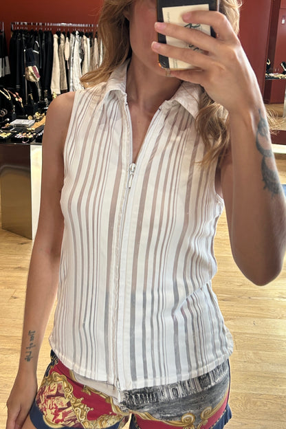 Vintage White Ribbed Tank Top