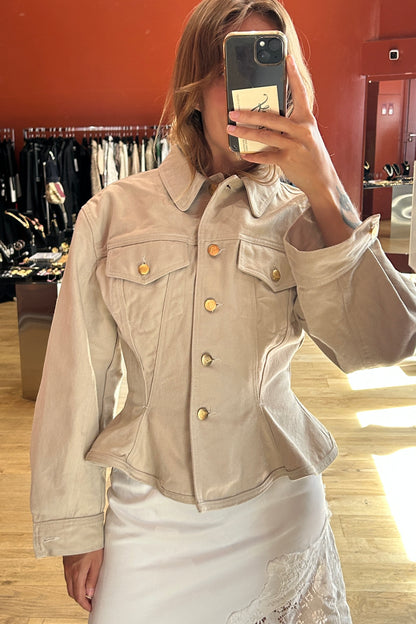 Vintage Jean Paul Gaultier Junior Beige Cotton Peplum Jacket