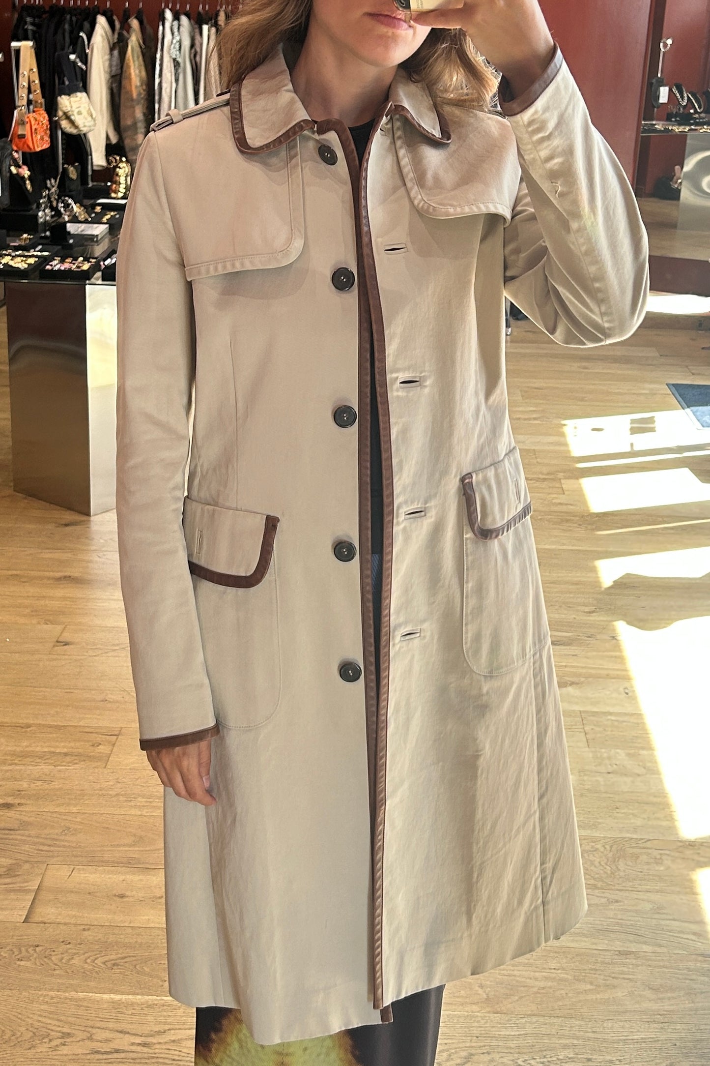Prada Beige Fitted Trench Coat