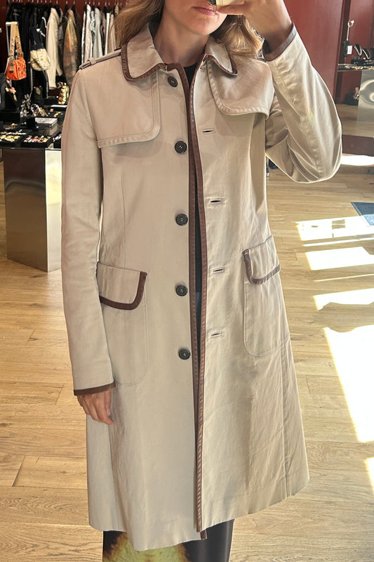 Prada Beige Fitted Trench Coat