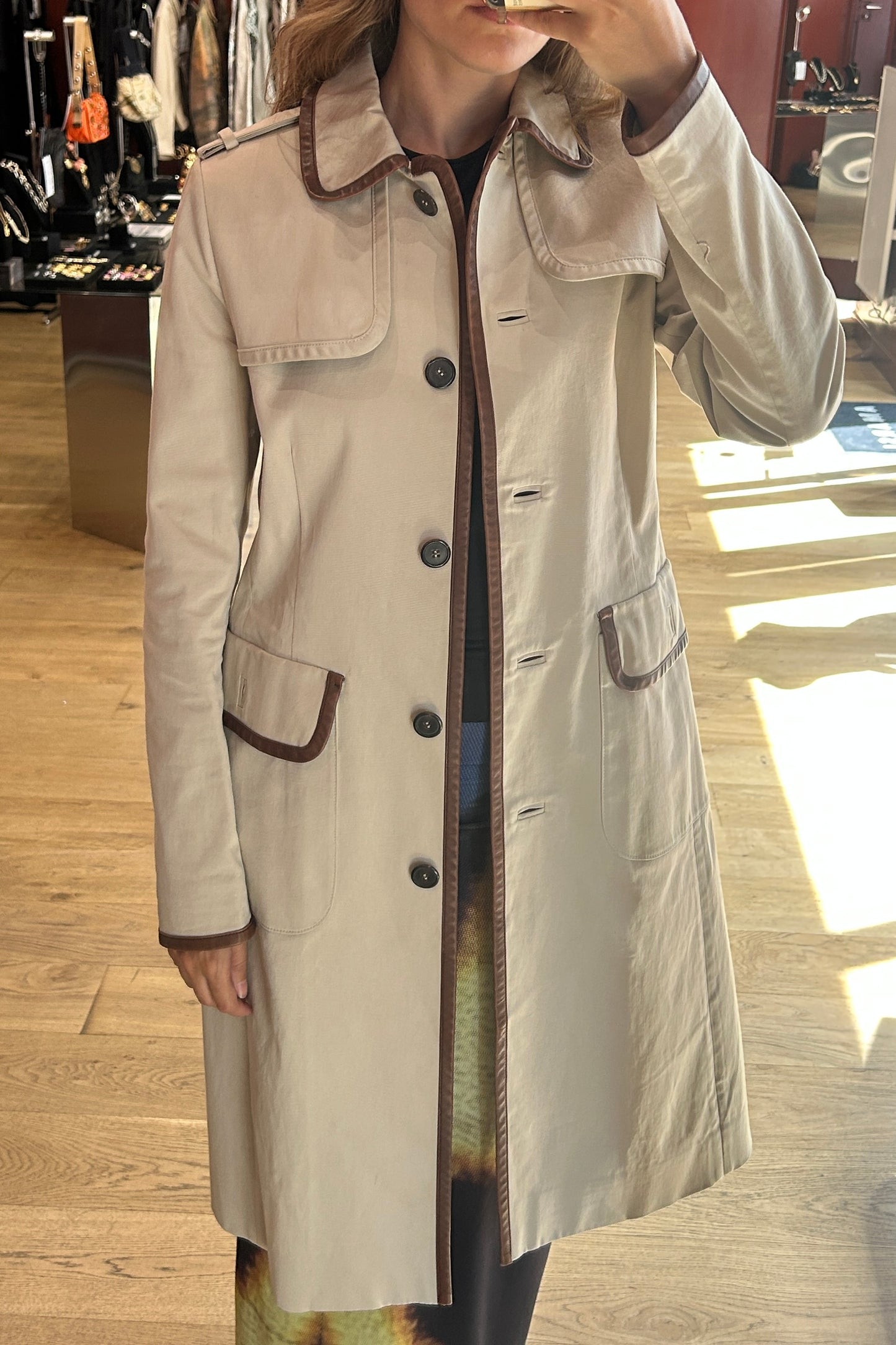 Prada Beige Fitted Trench Coat