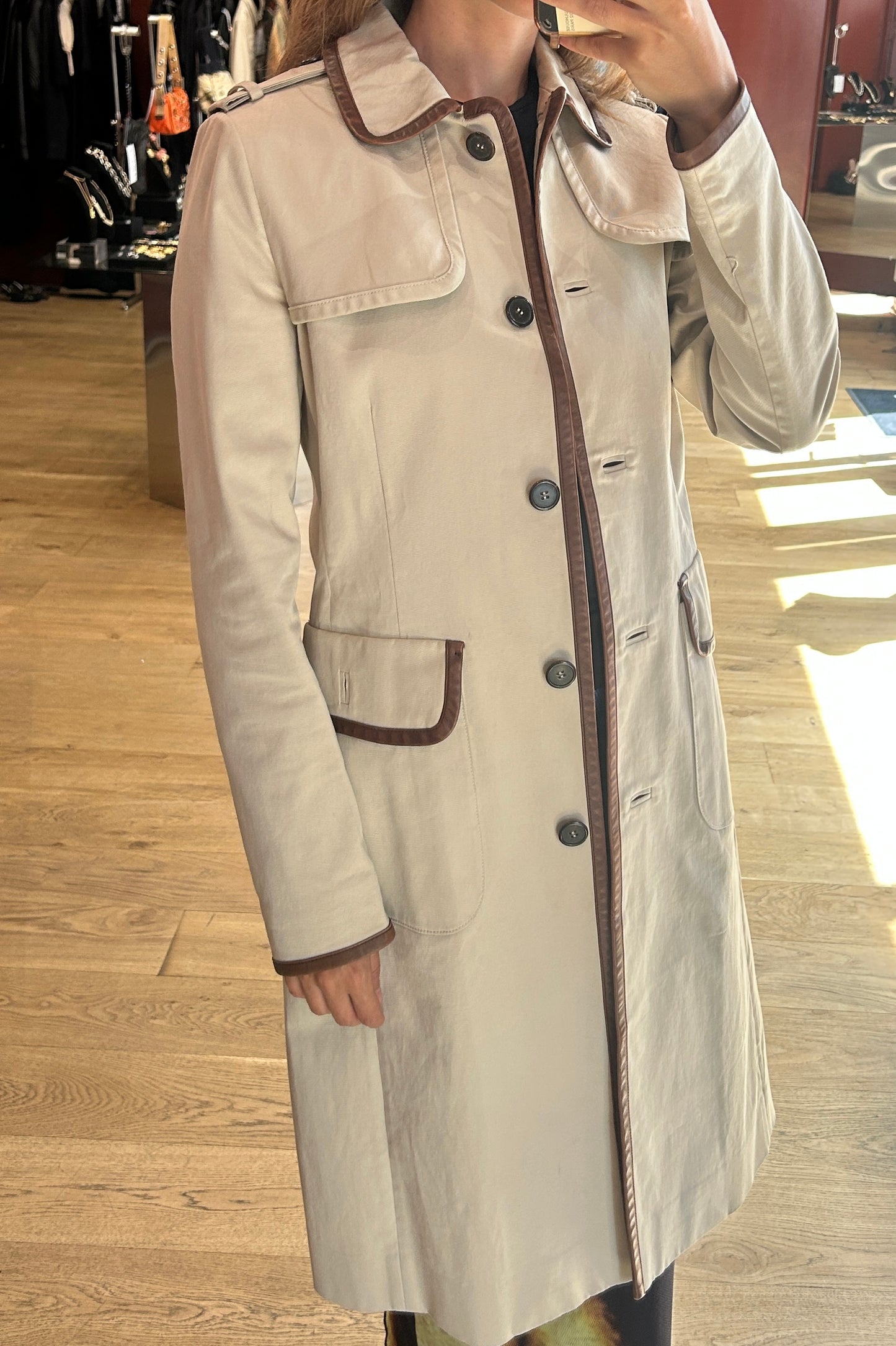 Prada Beige Fitted Trench Coat