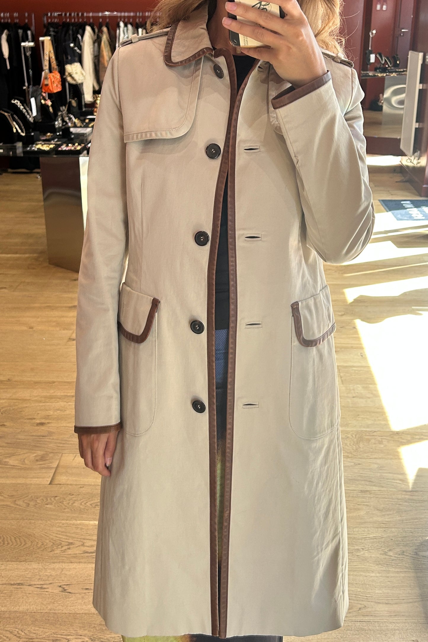 Prada Beige Fitted Trench Coat