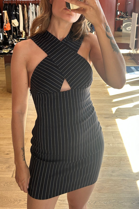 SAXO Striped Bodycon Mini Dress