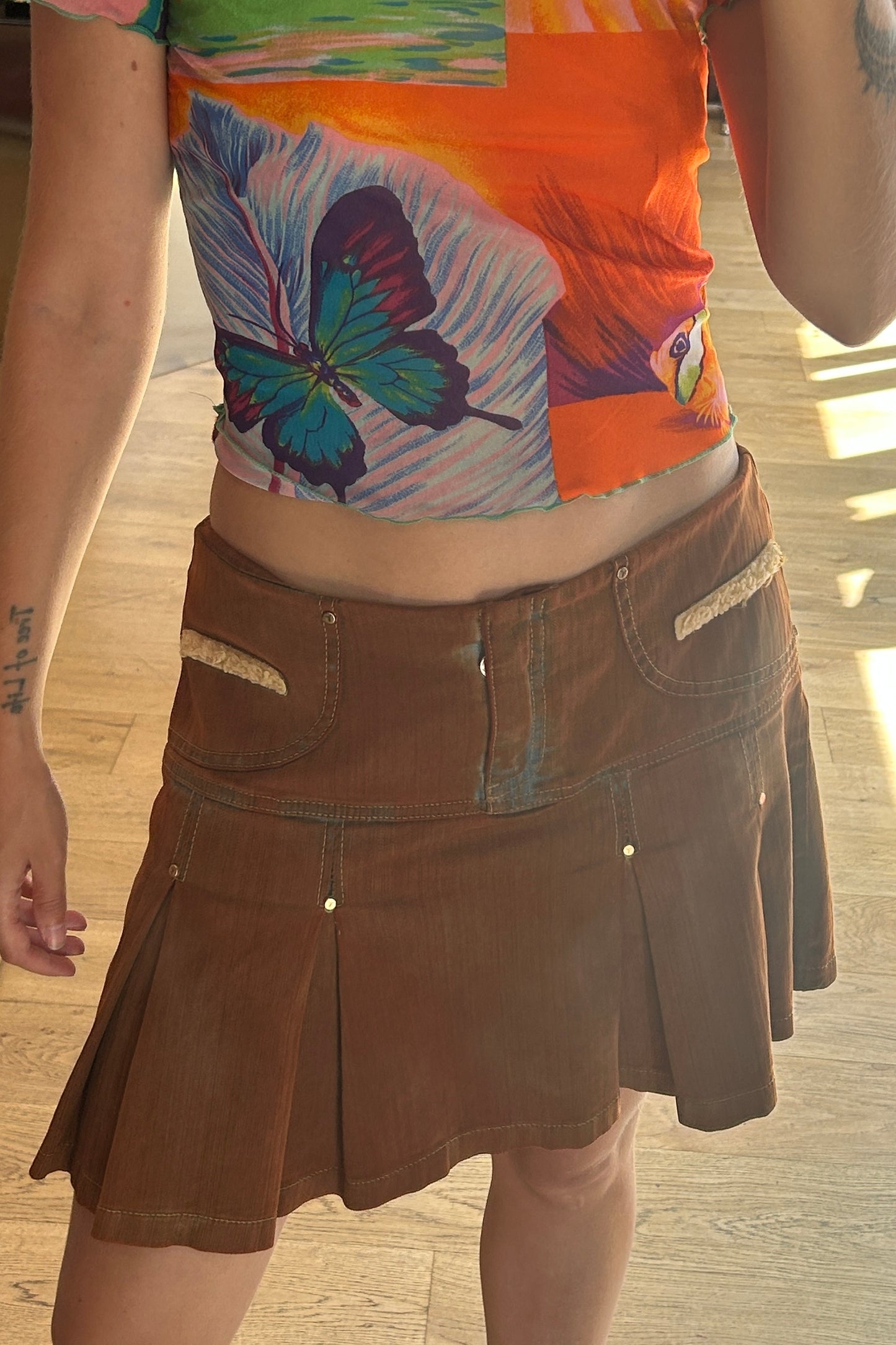 Vintage Brown Denim Mini Skirt