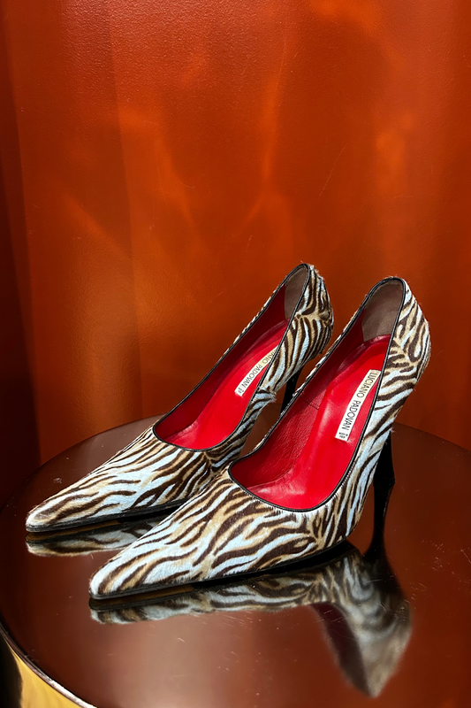 Vintage Luciano Padovan Zebra Print Heels