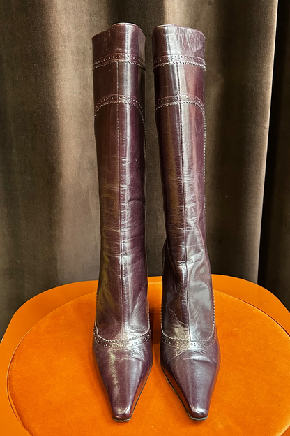 Jimmy Choo Violet Leather High-Heel Boots