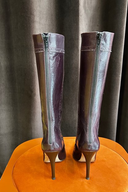 Jimmy Choo Violet Leather High-Heel Boots