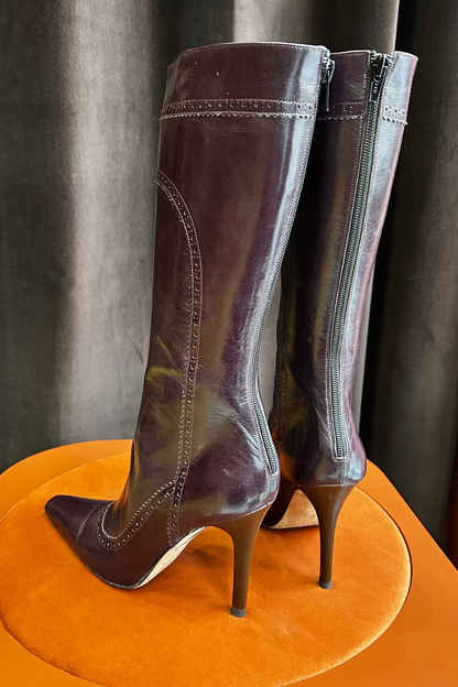 Jimmy Choo Violet Leather High-Heel Boots