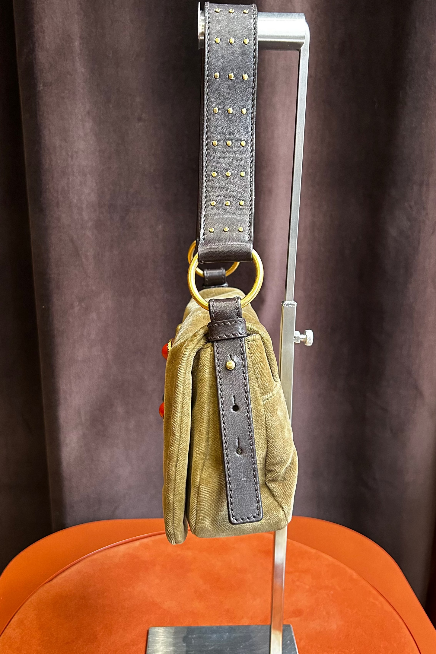 Yves Saint Laurent Velvet Khaki Bag